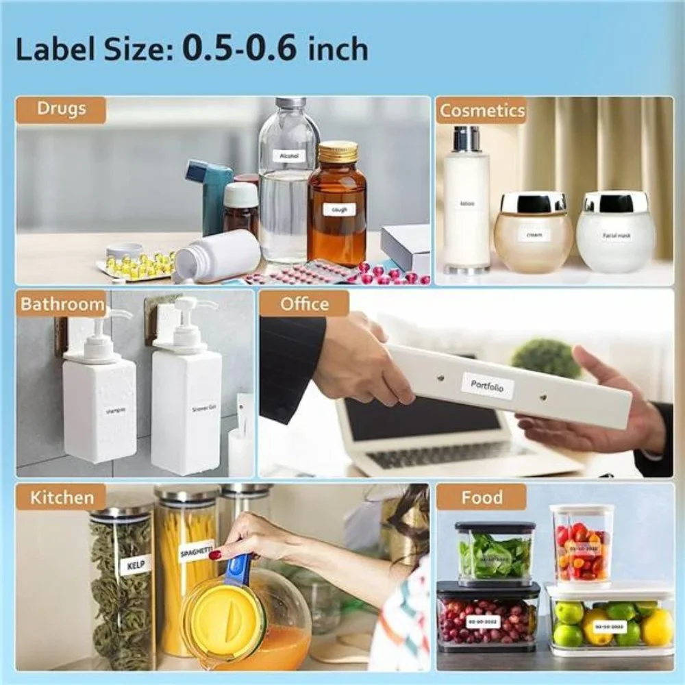 Label Maker Machine with Tape, D110 Portable Bluetooth Label Printer for Storage